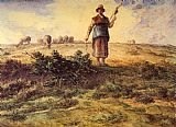 A Shepherdess and her Flock by Jean Francois Millet
